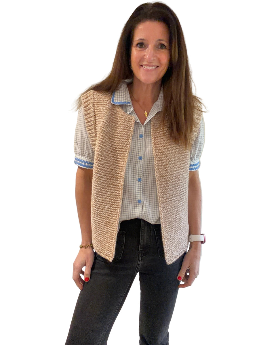 Ange Sleeveless Cardigan - Beige