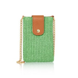 Green Woven & Leather Phone Bag TLM Edit 