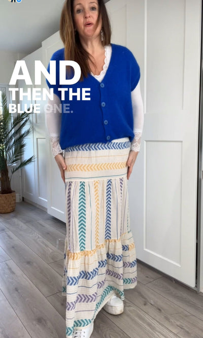 Multi Blue & Gold Thread Aztec Skirt Skirt TLM Edit 