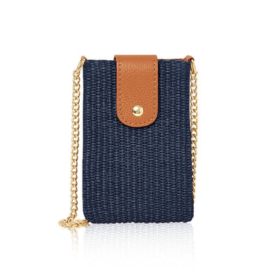 Navy Woven & Leather Phone Bag TLM Edit 
