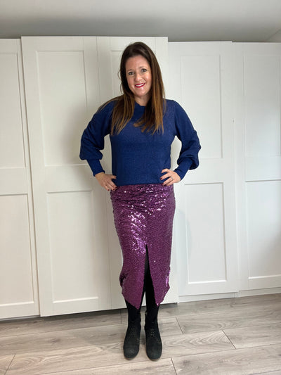 Purple Sequin Pencil Skirt Skirt TLM Edit 
