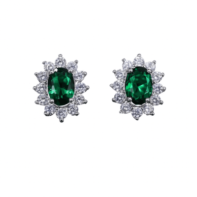 Emerald & Diamond Cubic Ziconia Small Stud Earrings Earrings Ashiana 