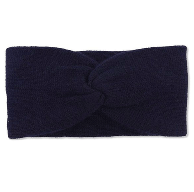  100% Soft Cashmere Knitted Double Layered Headband - Navy TLM Edit Somerville Scarves