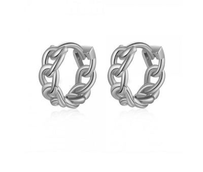 Small Silver Interlocking Chain Stiff Hoop Earrings Earrings TLM Edit 