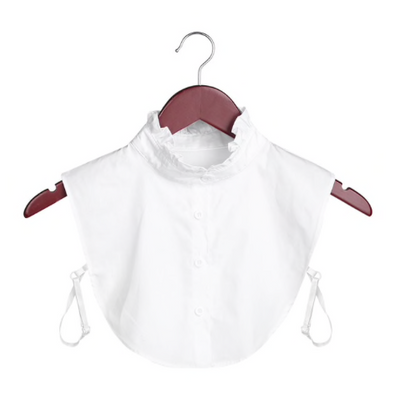 White Frill Light Ruffle Faux Detachable Collar With Button Detail TLM Edit