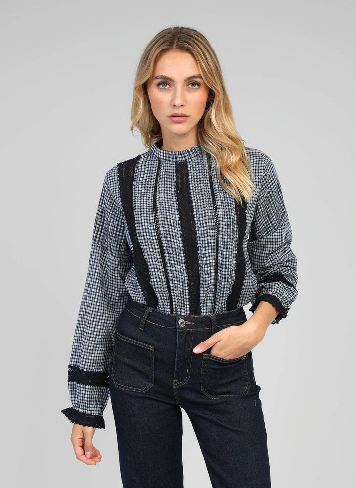 トップス eaphi CHECK ASYMMETRY BLOUSE eaphi asymmetry stitch blouse eaphi asymmetry stitch blouse