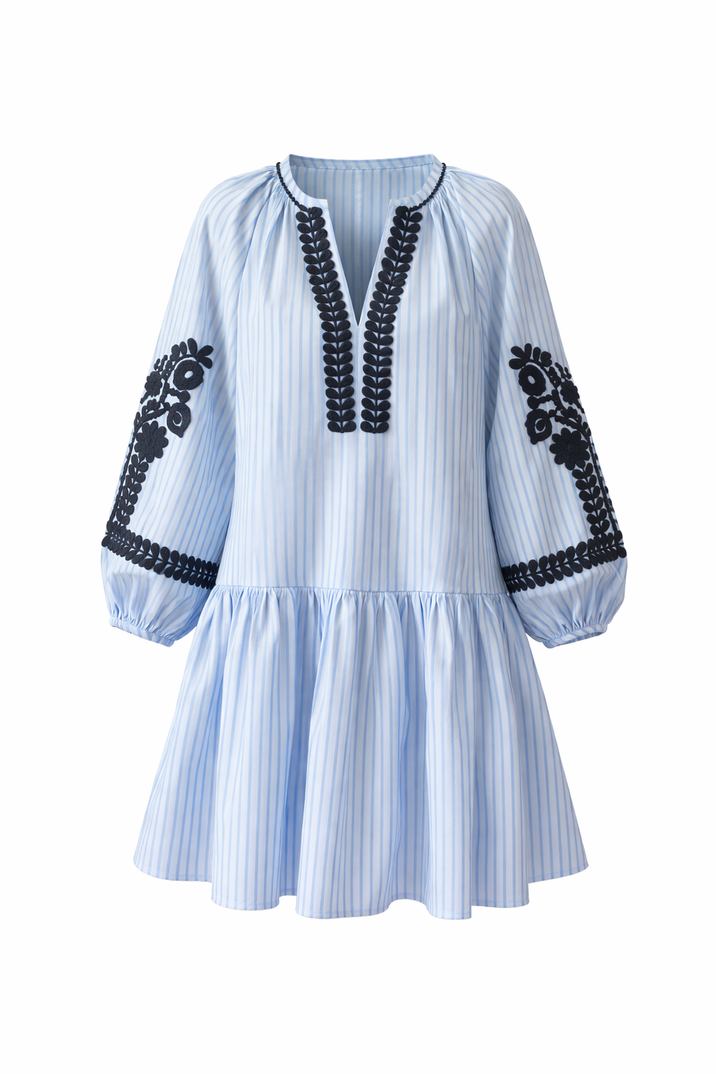 Blue Drop Waist Embroidered Holiday Dress Blue Drop Waist Embroidered Holiday Dress