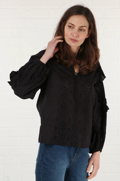 Black Broderie Cotton Blouse TLM Edit 