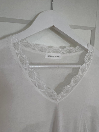 Lace Edge White Long Sleeve Layering Top T Shirt TLM Edit 