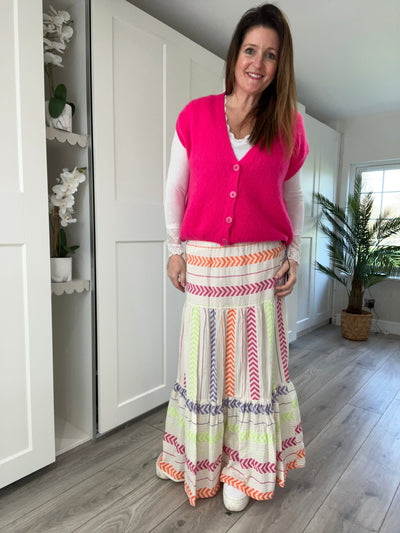 Multi Pink & Gold Thread Aztec Skirt Skirt TLM Edit 
