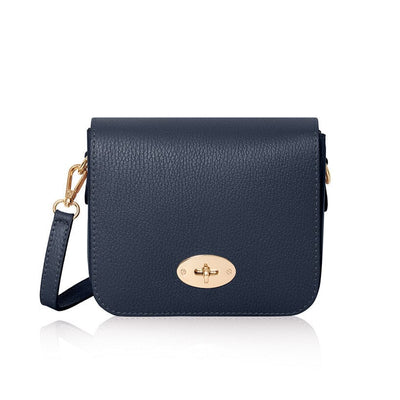 Navy Leather Fold Over Cross Body Bag TLM Edit 