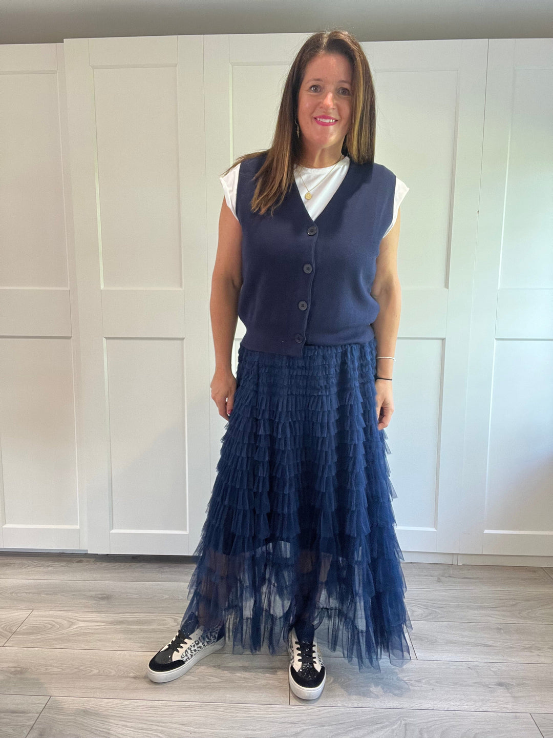 Navy Tulle Maxi Skirt