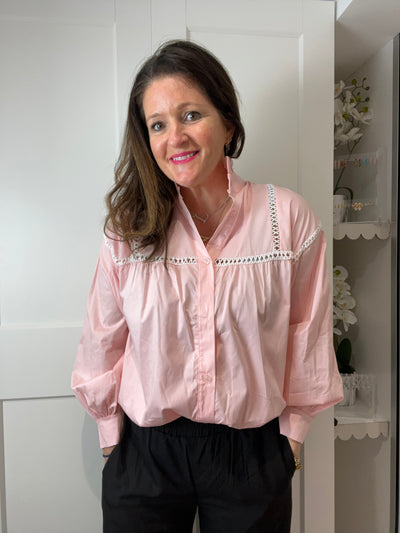 Pink Embroidered Ladder Stitch Blouse TLM Edit 