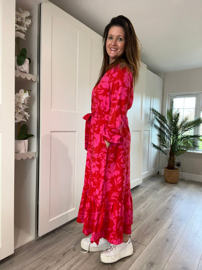 Red & Pink Tropical Maxi Dress Dress TLM Edit 