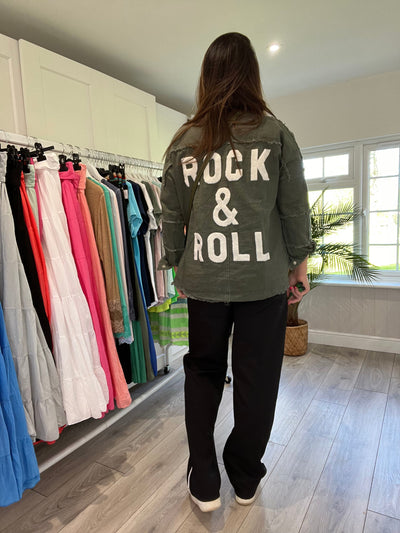 Rock & Roll Embossed Denim Jacket Jacket TLM Edit 