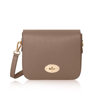 Taupe Leather Fold Over Cross Body Bag TLM Edit 