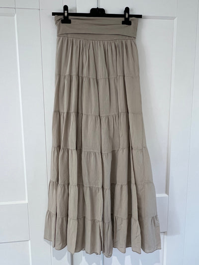 Taupe Tiered Cotton Maxi Skirt Skirt TLM Edit 