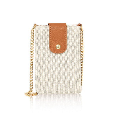 White Woven & Leather Phone Bag TLM Edit 