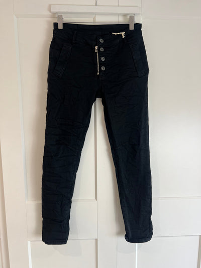 Zip & Button Black Stretch Jeans Jeans TLM Edit 