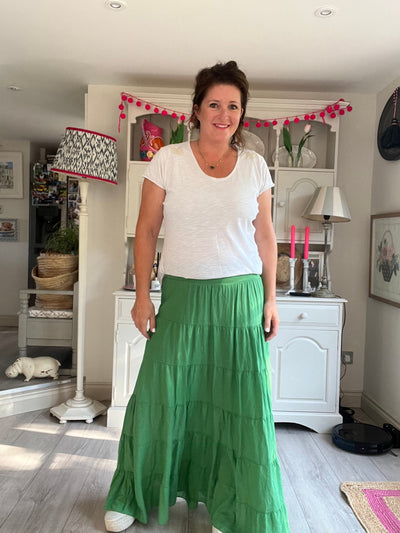 Apple Green Tiered Cotton Maxi Skirt Skirt TLM Edit 