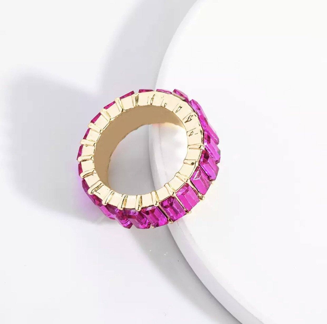 Buy Fuchsia Cocktail Crystal Ring, Hot Pink Statement Crystal Ring, Fuchsia  Statement Gold Crystal Ring, Adjustable Cocktail Pink Ring. Online in India  - Etsy