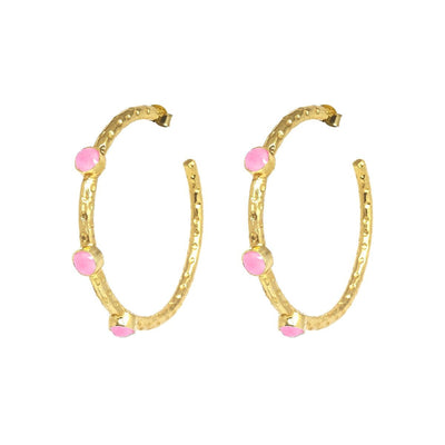Cruise Gemstone Pink Jade Hoop Earrings Earrings Ashiana 