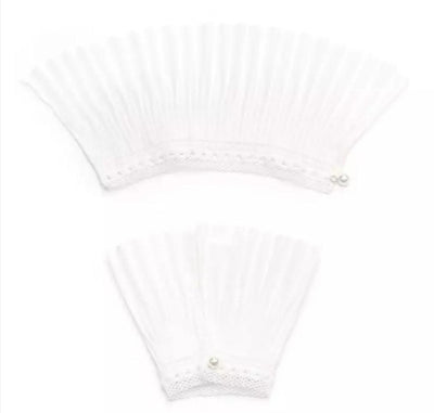Detachable White Pleated Flare Cotton Cuffs - One SizeTLM Edit 