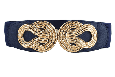 Gold Knot Navy Blue Stretch Waist Belt Belt TLM Edit 