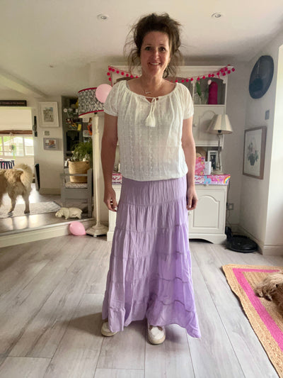 Lilac Tiered Cotton Maxi Skirt Skirt TLM Edit 