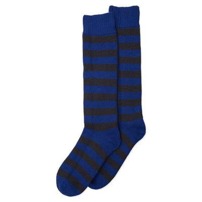 Long Thick Blue & Black Stripe Wool Socks Somerville Scarves 