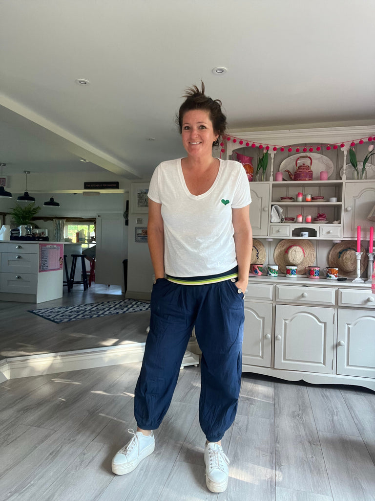 Navy Cotton Cuff Joggers