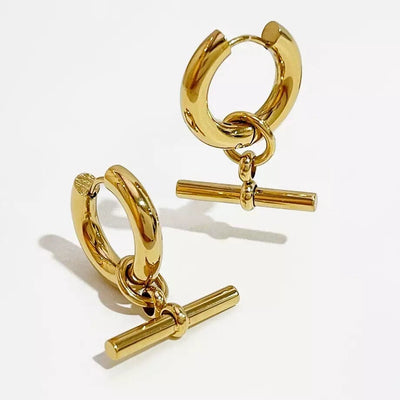 T Bar Gold Hoop Earrings TLM Edit 