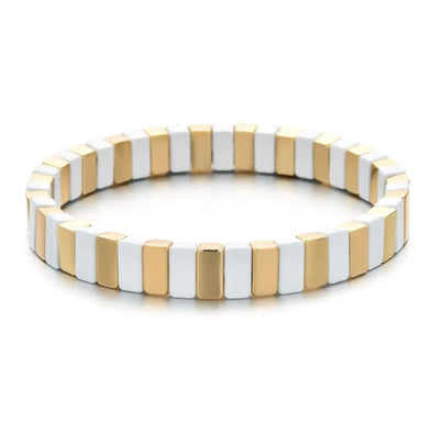 White & Gold Tile Bracelet TLM Edit 